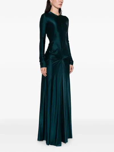 Victoria Beckham Cut-out Long-sleeve Maxi Dress In Blue