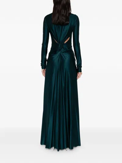 Victoria Beckham Cut-out Long-sleeve Maxi Dress In Blue