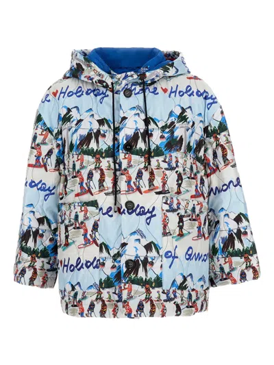 Alessandro Enriquez Hooded Printed Jacket In Multi