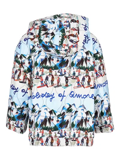 Alessandro Enriquez Hooded Printed Jacket In Multi