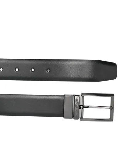 Karl Lagerfeld Reversible Leather Belt In Black