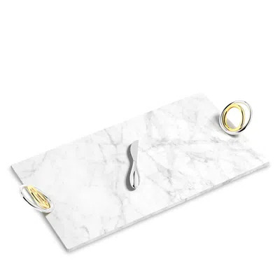 Anna New York Ring Cheeseboard & Knife In White