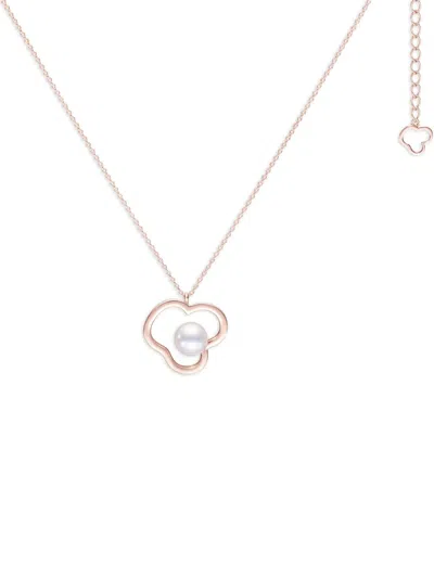 Tasaki 18k Rose Gold Chants Signature Akoya Pearl Necklace In Gray