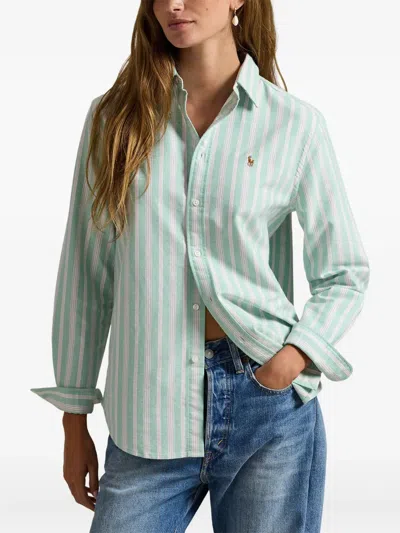 Polo Ralph Lauren Striped Button-front Shirt In Green