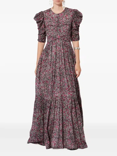 Isabel Marant Étoile Sichellia Puff-sleeve Maxi Dress In Brown