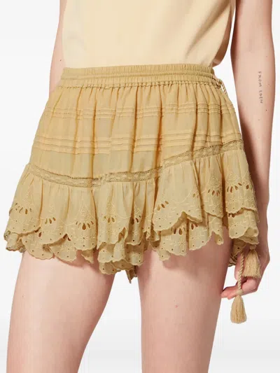 Isabel Marant Étoile Puria Ruffled Shorts In Yellow