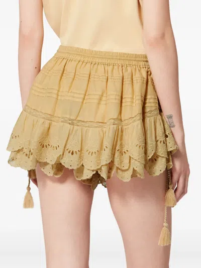 Isabel Marant Étoile Puria Ruffled Shorts In Yellow
