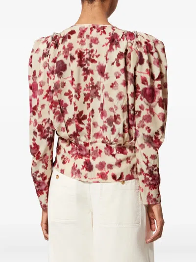 Isabel Marant Zarga Silk Floral Top In Neutral