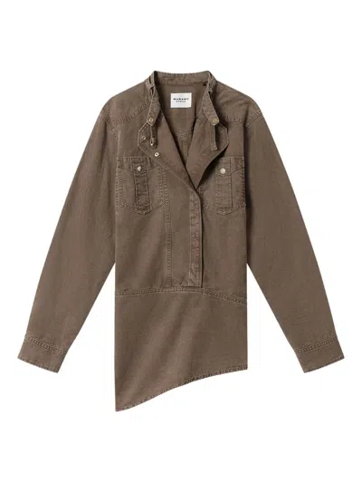 Isabel Marant Étoile Nouria Patch-pocket Mini Dress In Brown