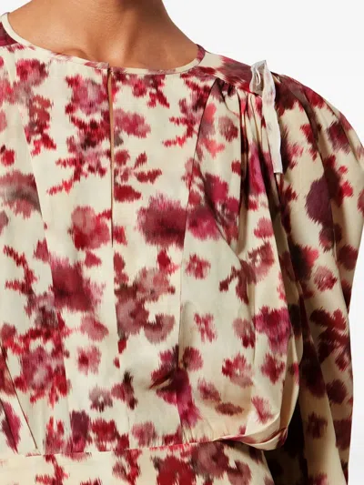 Isabel Marant Zarga Silk Floral Top In Neutral