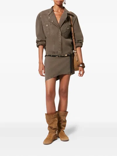 Isabel Marant Étoile Nouria Patch-pocket Mini Dress In Brown