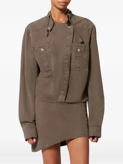 Isabel Marant Étoile Nouria Patch-pocket Mini Dress In Brown