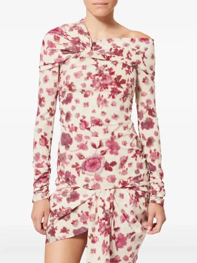 Isabel Marant Floral Knot Silk Top In Neutral