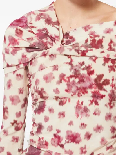 Isabel Marant Floral Knot Silk Top In Neutral