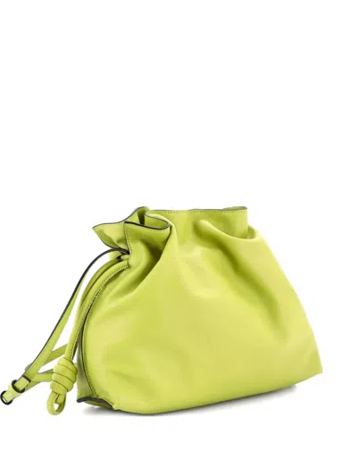 Pre-owned Loewe Flamenco Knot Leather Medium Clutch Bag In Green