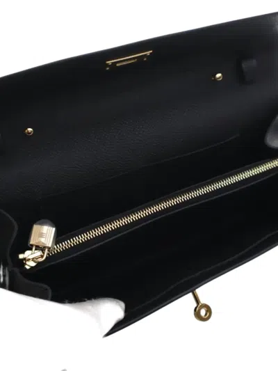 Pre-owned Hermes 2025 Epsom Kelly To Go Wallet Crossbody Bag In Black