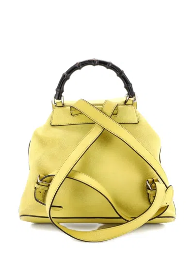 Pre-owned Gucci Bamboo Tassel Leather Medium Backpack In Yellow