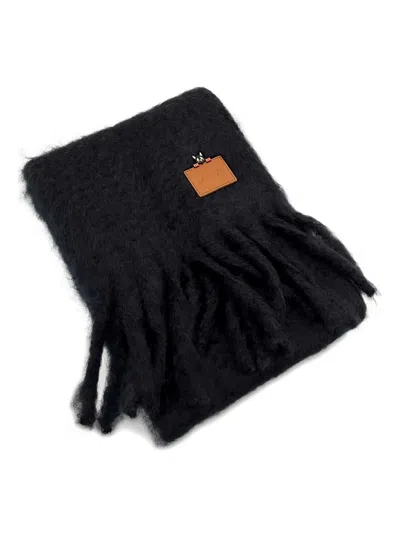 Loewe Fringe Plaque Scarf In Black