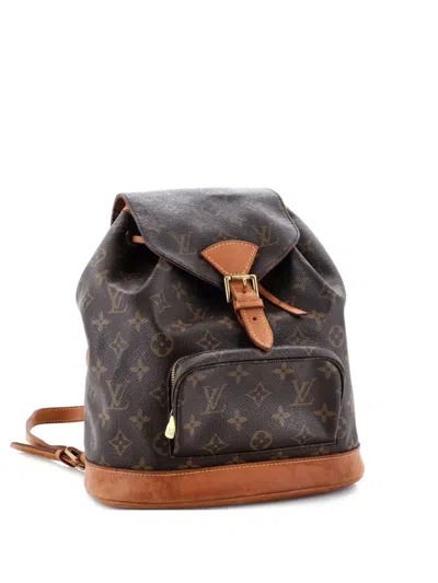 Pre-owned Louis Vuitton Vintage Montsouris Monogram Canvas Mm Backpack In Brown