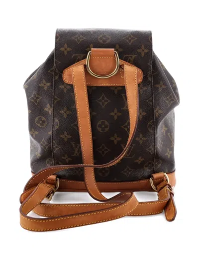 Pre-owned Louis Vuitton Vintage Montsouris Monogram Canvas Mm Backpack In Brown