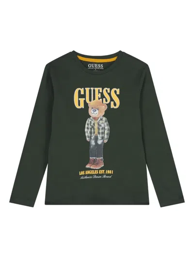 Guess Teddy-bear-print Long-sleeve T-shirt In Green