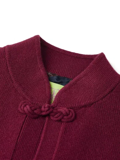 Shanghai Tang Knot Button Tang Cardigan In Burgundy