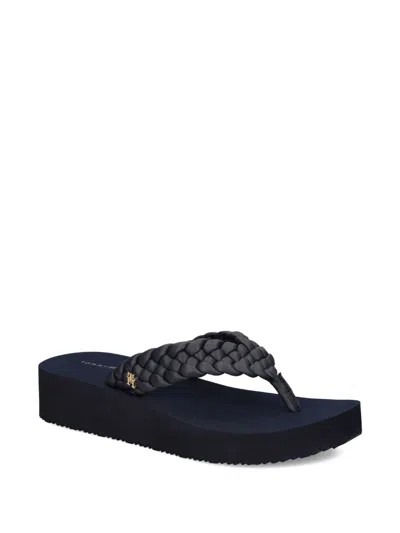 Tommy Hilfiger 38mm Braided Platform Flip-flops In Blue