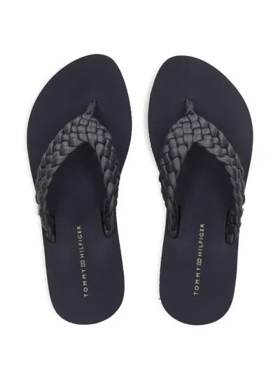 Tommy Hilfiger 38mm Braided Platform Flip-flops In Blue