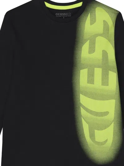 Guess Logo-print Long-sleeve T-shirt In Black