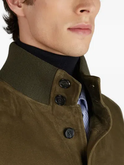 Slowear Suede Bomber Jacket In Brown