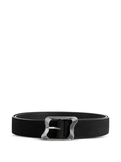 Manière De Voir Eleanor Sculpted-buckle Leather Belt In Black
