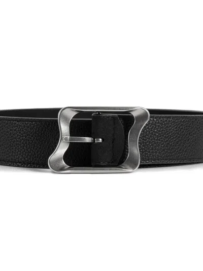 Manière De Voir Eleanor Sculpted-buckle Leather Belt In Black