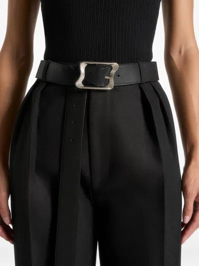 Manière De Voir Eleanor Sculpted-buckle Leather Belt In Black