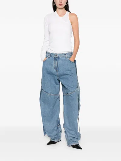 Attico Tie Detail Jeans In Blue