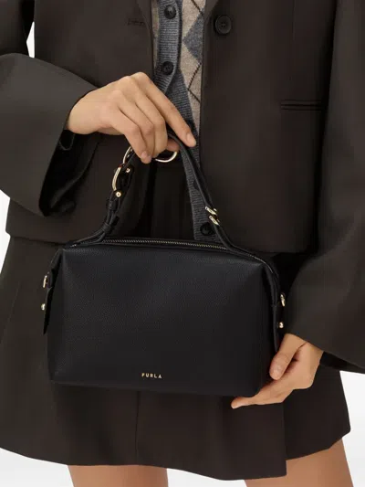 Furla Boston Double Logo Tote Bag In Black