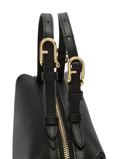 Furla Boston Double Logo Tote Bag In Black
