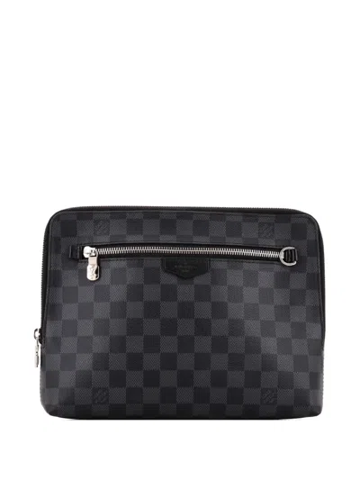 Pre-owned Louis Vuitton New Pouch Damier Graphite Clutch Bag In Black
