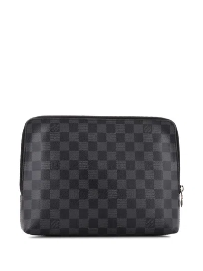 Pre-owned Louis Vuitton New Pouch Damier Graphite Clutch Bag In Black