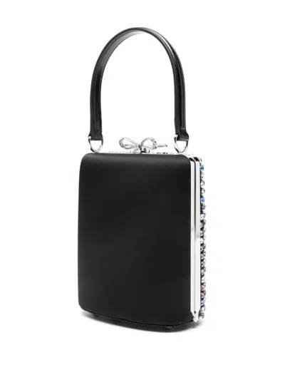 Self-portrait Mini Handbag With Multi-colored Crystal Surface And Bow Closure In Black