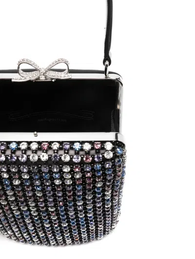 Self-portrait Mini Handbag With Multi-colored Crystal Surface And Bow Closure In Black