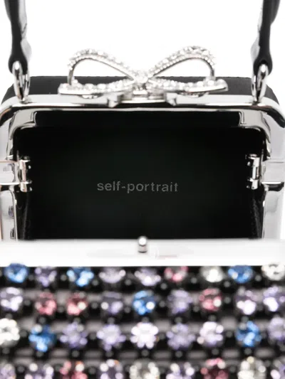 Self-portrait Micro Crystal-embellished Tote Bag In Black
