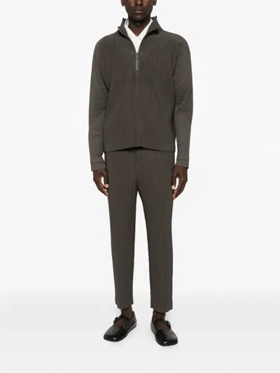 Issey Miyake Zip-up Pleated Top In Green