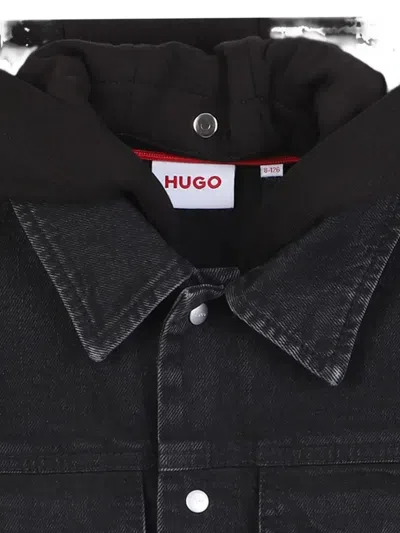 Hugo Boss Button-up Hooded Jacket In Black