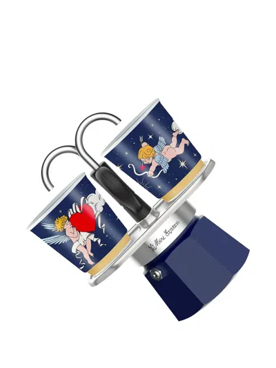 Bialetti Cupido Mini Espresso Maker Set In Blue