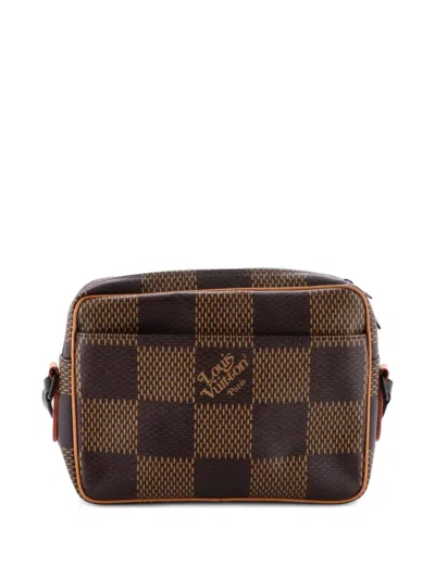 Pre-owned Louis Vuitton Nigo Nil Messenger Bag Limited Edition Giant Damier And Monogram Canvas Pm Crossbody Bag In Brown