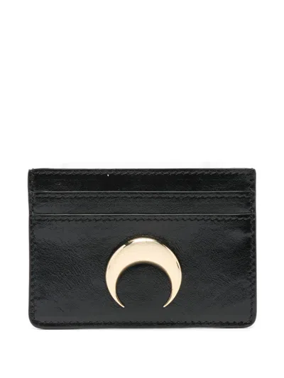 Marine Serre Smoth Leather Moon Charm Cardholder In Black