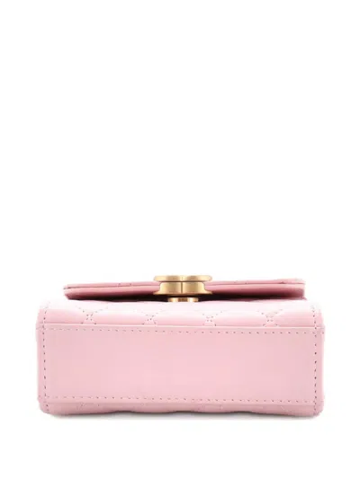Pre-owned Chanel Coco Enamel Top Handle Flap Bag Quilted Lambskin Small Satchel In Pink