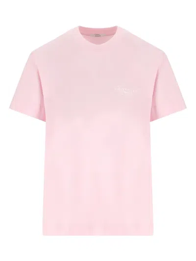 Givenchy Crew Neck Short Sleeve Straight Hem Top In Pink