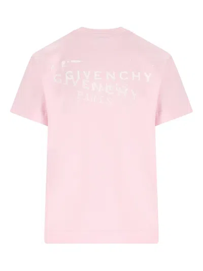 Givenchy Crew Neck Short Sleeve Straight Hem Top In Pink