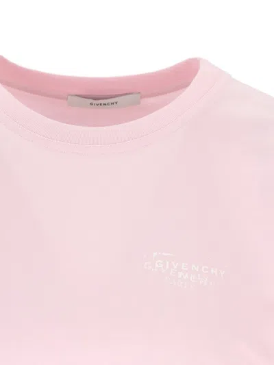 Givenchy Crew Neck Short Sleeve Straight Hem Top In Pink